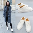 862【高品质】秋冬新款皮面小白鞋系带学生休闲鞋35-39